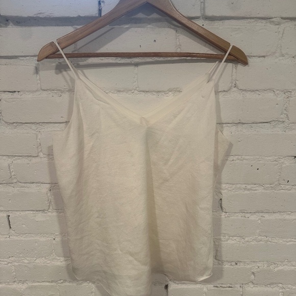 White Spaghetti Strap Silk Shirt - Picture 1 of 3
